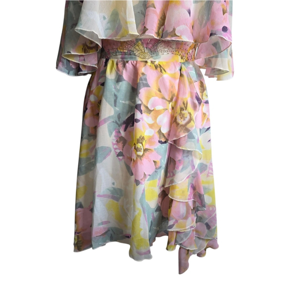 Lipsy London Floral Tube Dress Ruffles Size 4 New - Picture 3 of 15